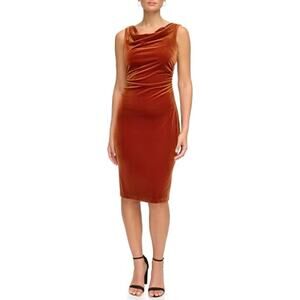 Kensie Sleeveless Cowl Neck Midi Dress Cinnamon Size 10